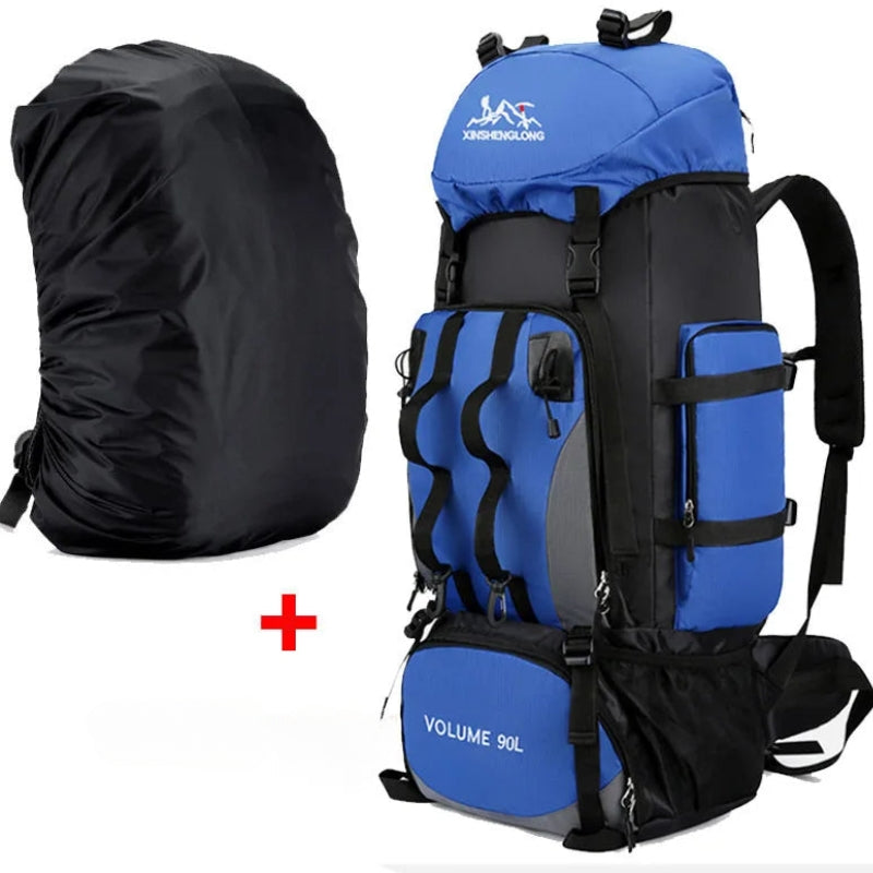 Sac à Dos Trekking - Bleu Clair - Avec Housse Imperméable