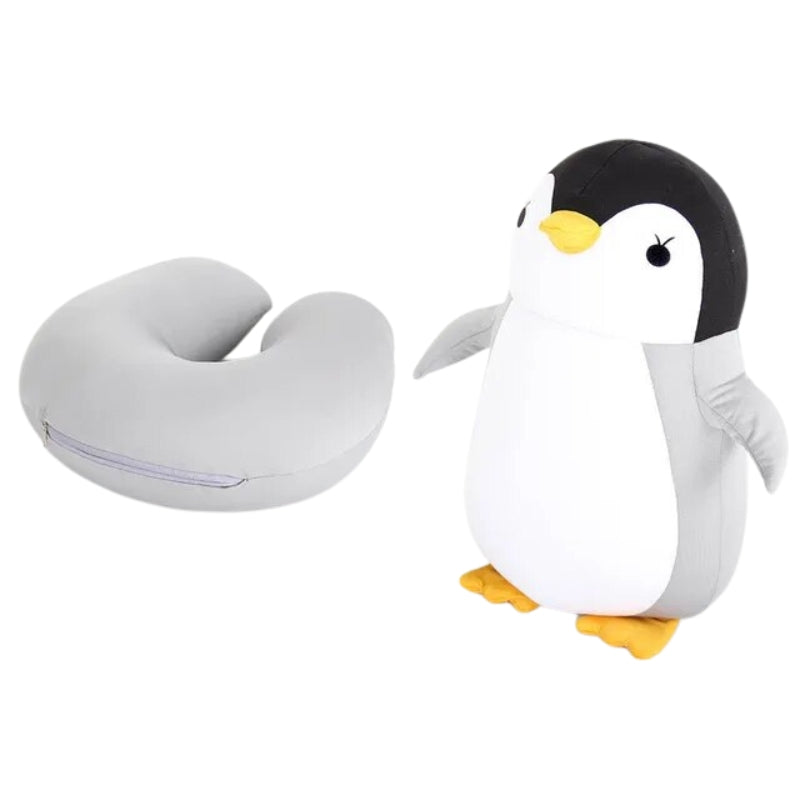 coussin de voyage pliable enfant - Pingouin Gris