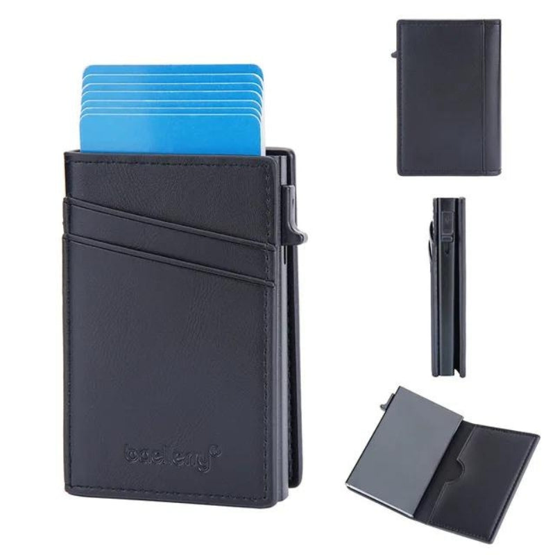 porte carte cuir - Noir - Simple