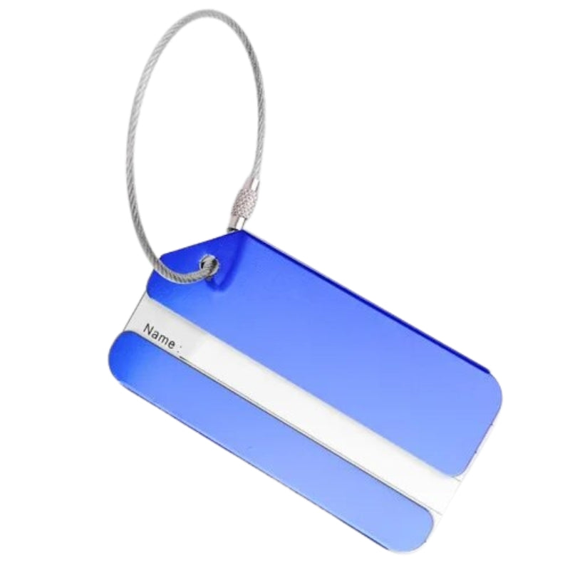 porte étiquette métallique pour valise - Bleu