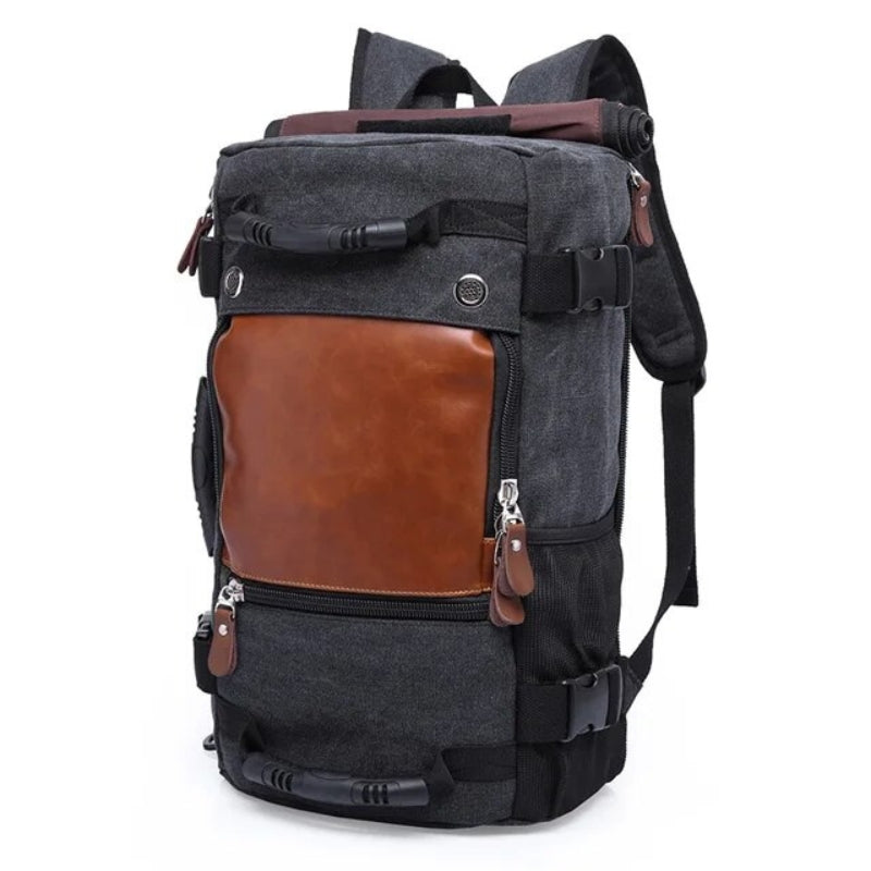 sac à dos de voyage vintage solide - Noir