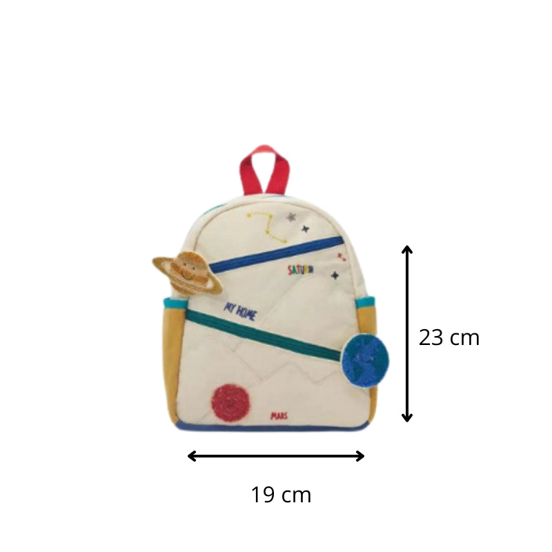 Petit Sac a Dos Enfant détails colorés appliqués - Motifs Multiples - Motif Dinosaure - Motif Espace - Motif Fleurs