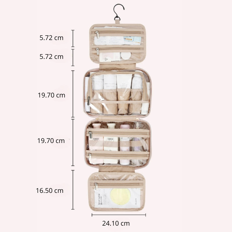 Grande Trousse De Toilette Femme Luxe compartiment ouvert - Noir - Rose