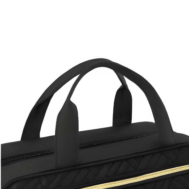Grande Trousse De Toilette Femme Luxe gros plan poignée - Noir - Rose
