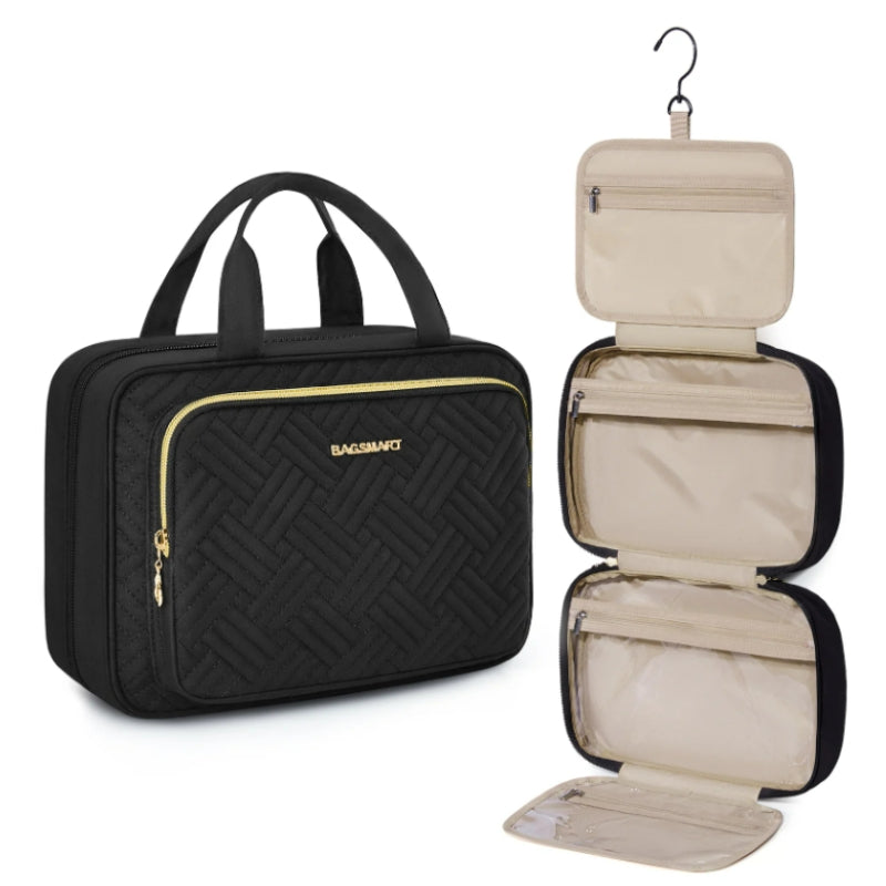 Grande Trousse De Toilette Femme Luxe compartiment ouvert - Noir - Rose