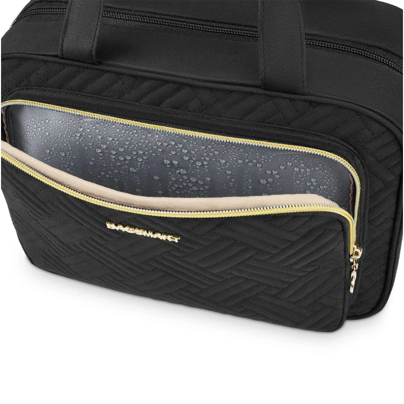 Grande Trousse De Toilette Femme Luxe gros plan fermeture zippée - Noir - Rose