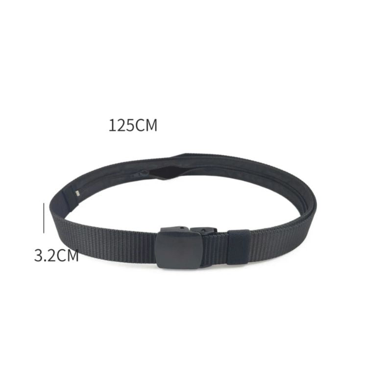 Ceinture Cache Billet Voyage gros plan fermeture - Bleu - Kaki - Noir - Gris - Beige
