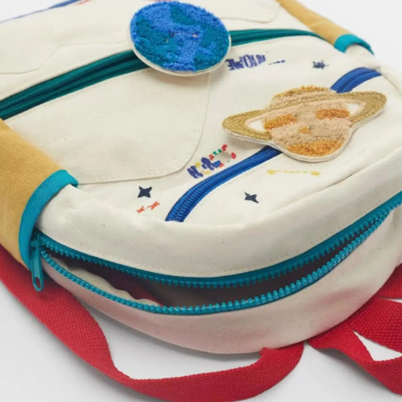 Petit Sac a Dos Enfant gros plan fermeture zippée - Motifs Multiples - Motif Dinosaure - Motif Espace - Motif Fleurs