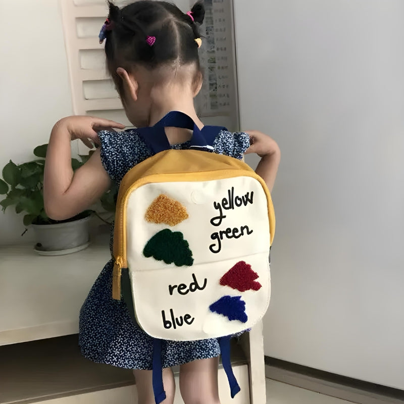 Petit Sac a Dos Enfant détails colorés visibles - Motifs Multiples - Motif Dinosaure - Motif Espace - Motif Fleurs