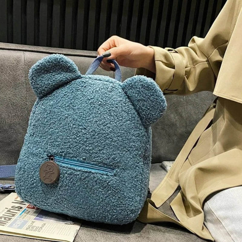 Sac à Dos Enfant Personnalisable gros plan fermeture zippée - Marron - Beige - Bleu Clair - Blanc Crème - Vert Foncé - Rose - Rose Clair - Turquoise - Noir - Taupe