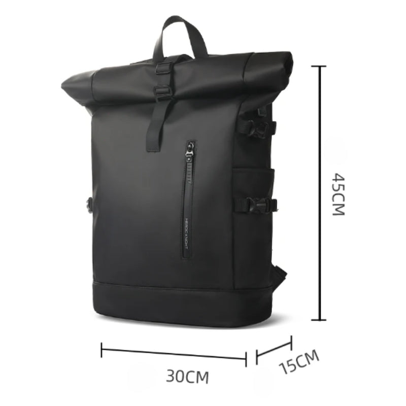 Sac à Dos Roll Top Imperméable gros plan fermeture zippée - Vert - Noir - Gris - Rose - Bleu Marine