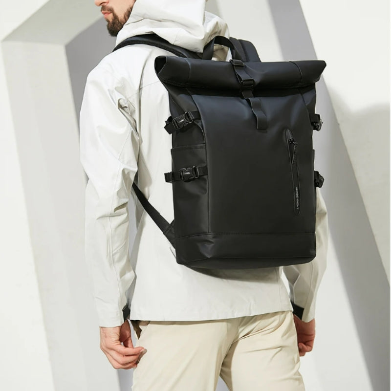 Sac à Dos Roll Top Imperméable gros plan sur le sac - Vert - Noir - Gris - Rose - Bleu Marine