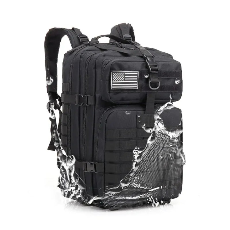 Sac à Dos Randonnée Militaire gros plan sur le sac - Beige - Noir - Vert