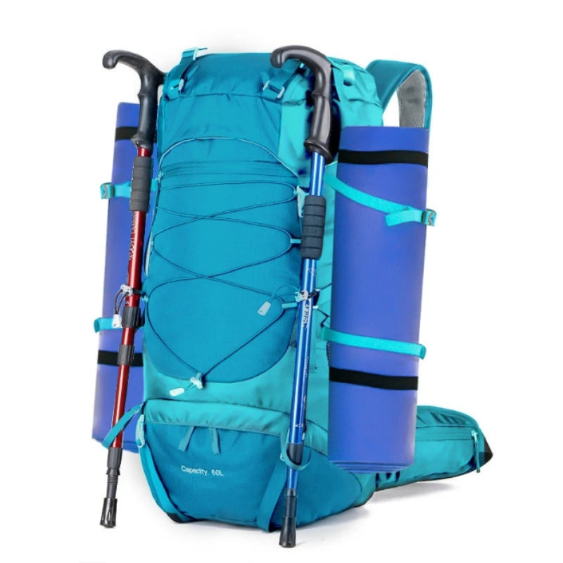 Sac Randonnée 50l gros plan sur le sac - Turquoise - Vert Armée - Bleu - Noir - Rouge