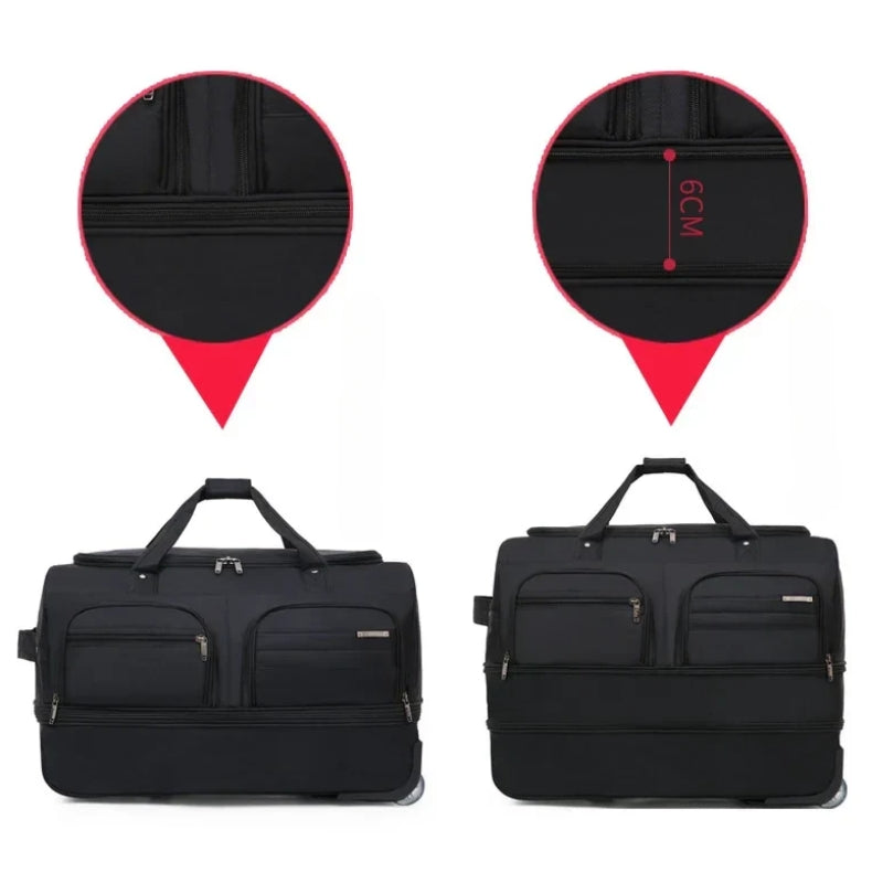 Sac De Voyage Trolley gros plan fermeture zippée - Noir - Bleu Marine - Rouge - Gris