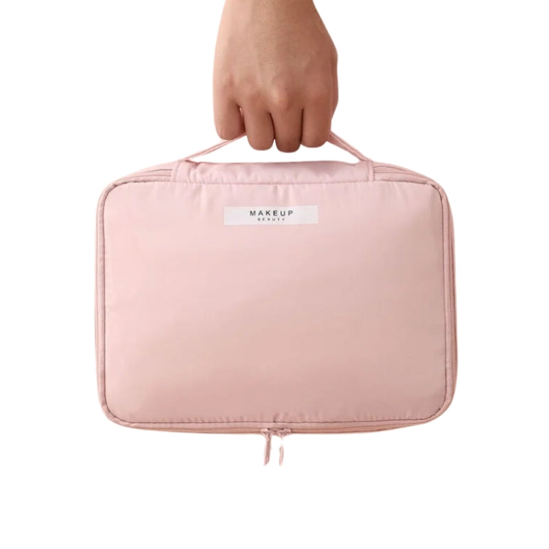 Trousse de Toilette et Maquillage Femme portée à la main - Rose - Bleu Ciel - Vert - Gris