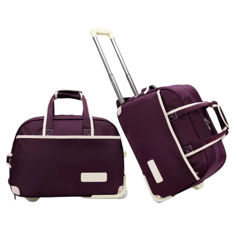 Sac Valise à Roulettes deux sacs côte à côte - Rose - Violet - Bleu - Noir - Orange - Marron