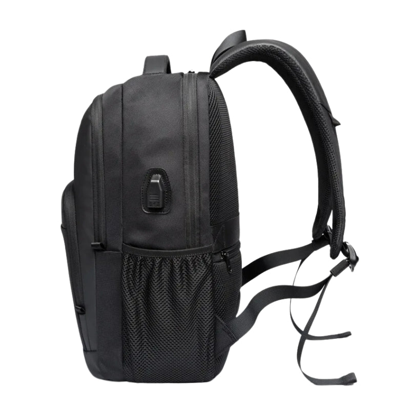 Sac à Dos de Travail Homme vue latérale détails - Gris - Noir - Bleu Marine