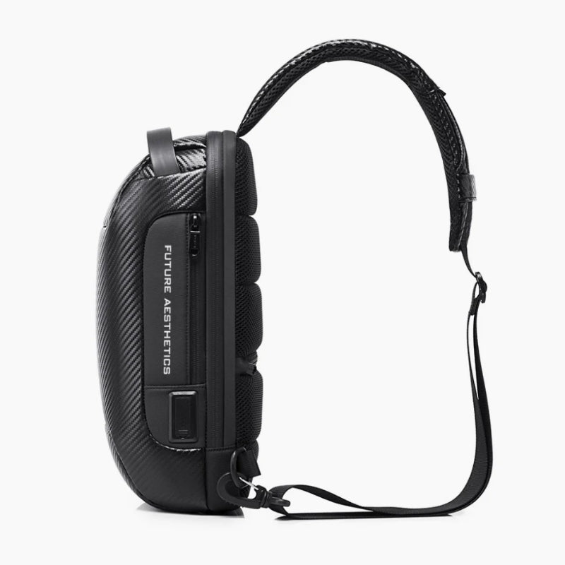 Sac Bandoulière Homme vue latérale détaillée - Bronze - Noir