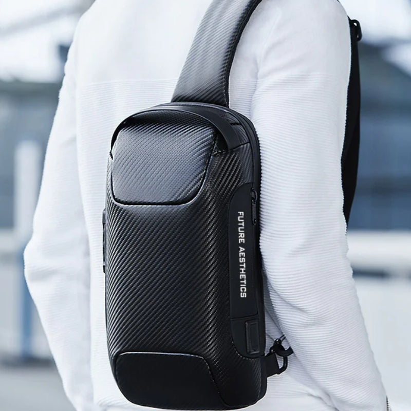 Sac Bandoulière Homme portée sur l'épaule - Bronze - Noir
