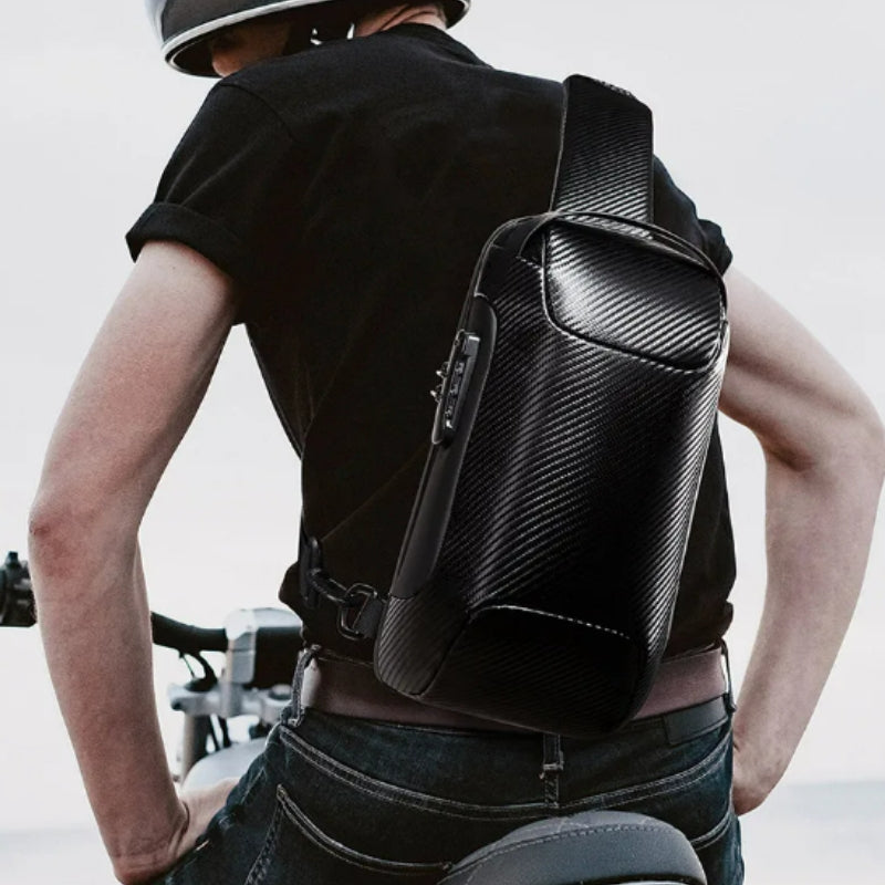 Sac Bandoulière Homme portée sur l'épaule - Bronze - Noir