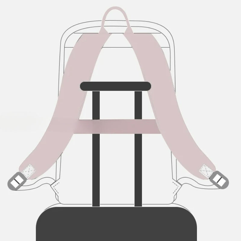 Sac à Dos Ordi 15 pouces bandoulière en détail - Beige - Noir - Rose