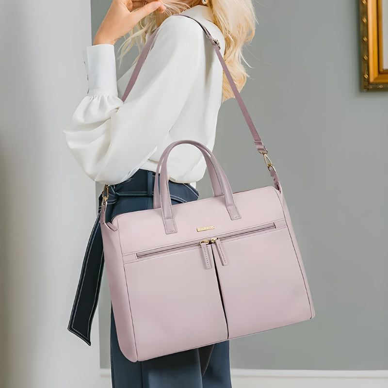 Sac à Main Ordi Femme portée à l'épaule - Rose - Noir