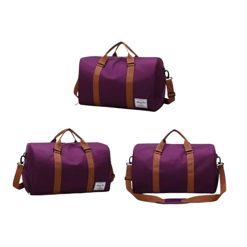 Sac Week-End avec Compartiment Chaussures trois angles différents - Kaki - Noir - Bleu - Vert - Violet