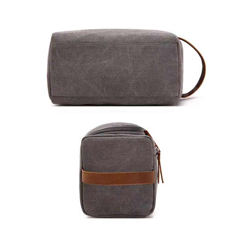 Grande Trousse de Toilette pour Homme deux angles différents - Bleu - Noir - Gris - Marron