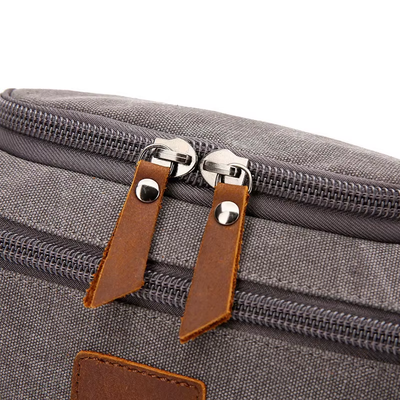 Grande Trousse de Toilette pour Homme gros plan fermeture zippée - Bleu - Noir - Gris - Marron