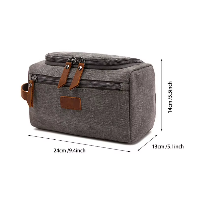 Grande Trousse de Toilette pour Homme gros plan fermeture zippée - Bleu - Noir - Gris - Marron