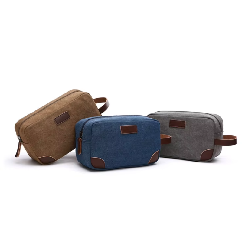 Sac de Toilette Homme trois articles alignés - Bleu - Gris - Kaki - Noir