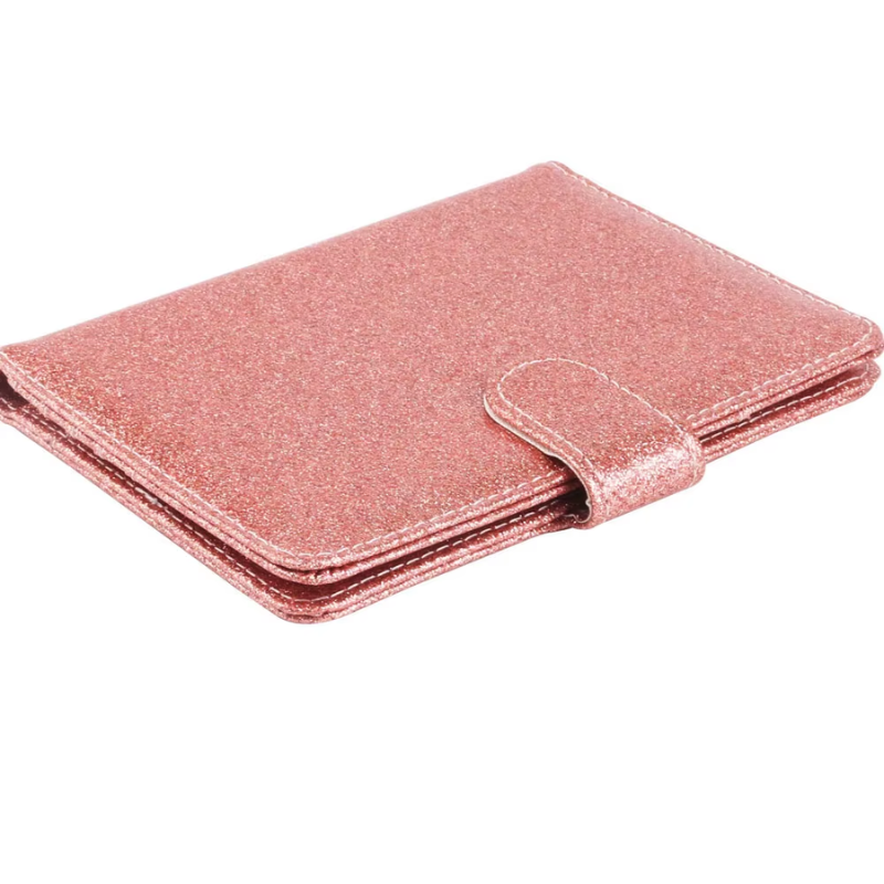 Protège Passeport Paillette vue de dessus - Rose