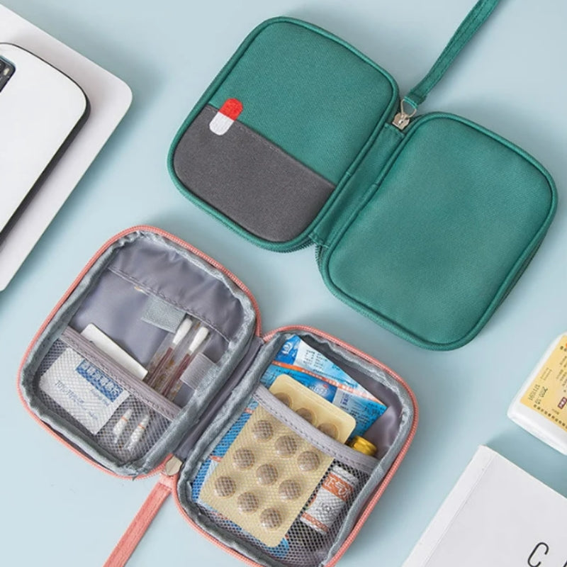 Trousse Pharmacie Vide Voyage Grande Taille compartiment ouvert - Vert - Gris - Rouge - Rose