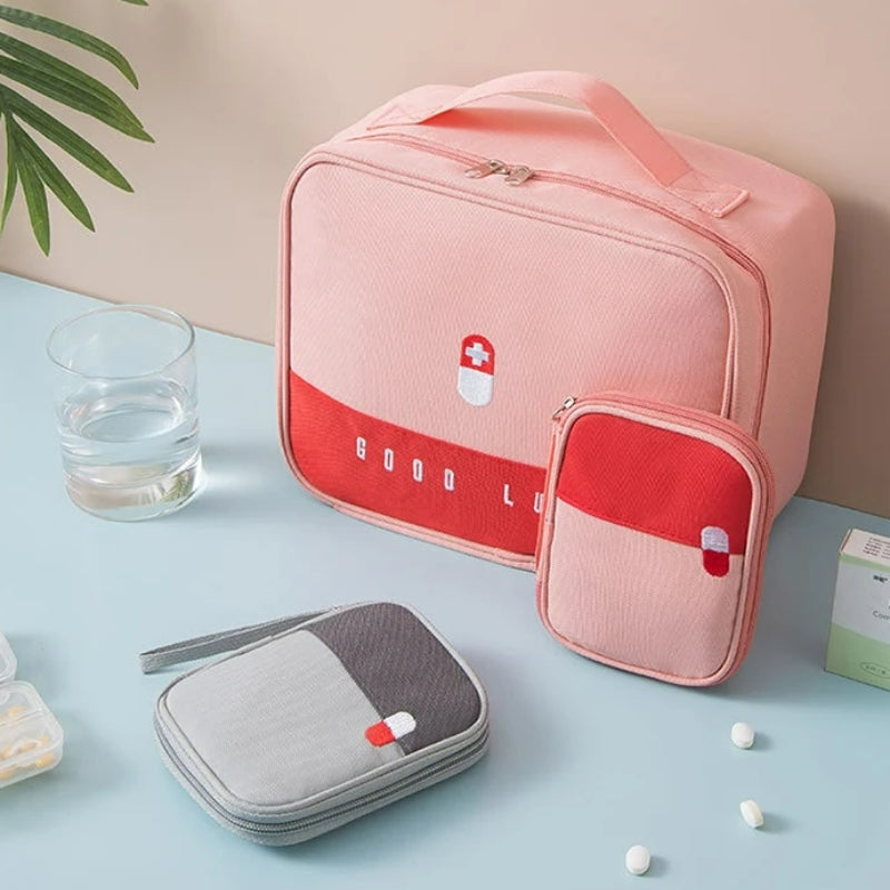 Trousse Pharmacie Vide Voyage Grande Taille deux trousses visibles - Vert - Gris - Rouge - Rose