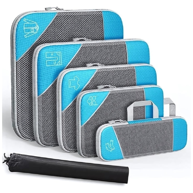 Organisateur De Valise Compressible - Bleu - Six Pièces