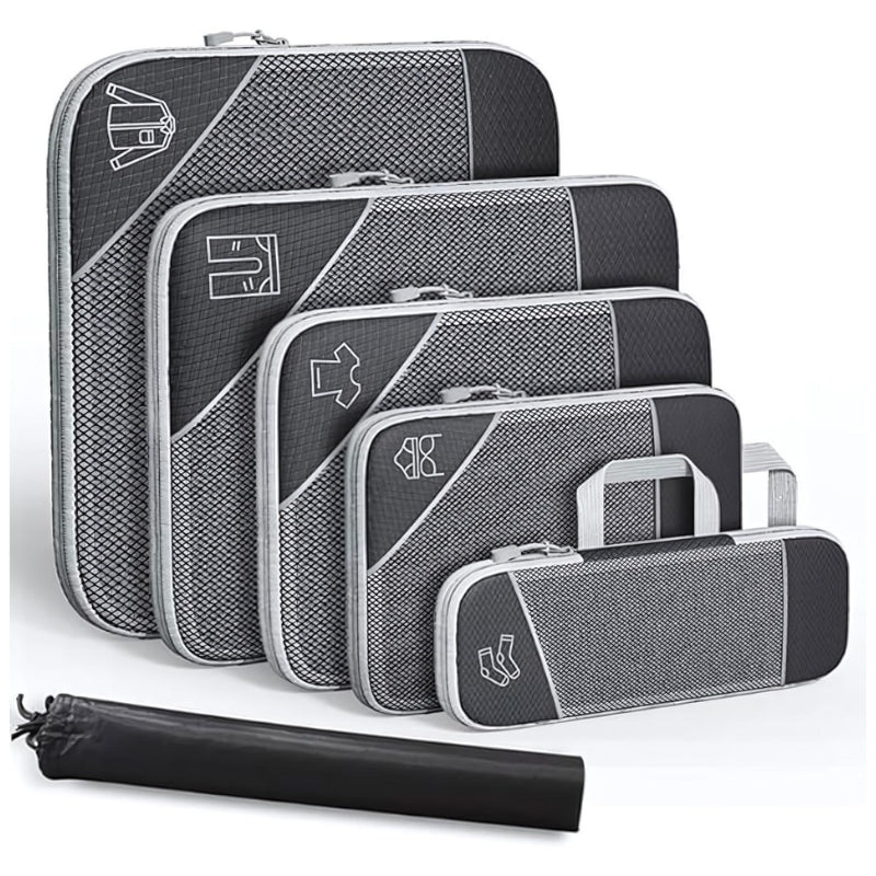 Organisateur De Valise Compressible - Noir - Six Pièces