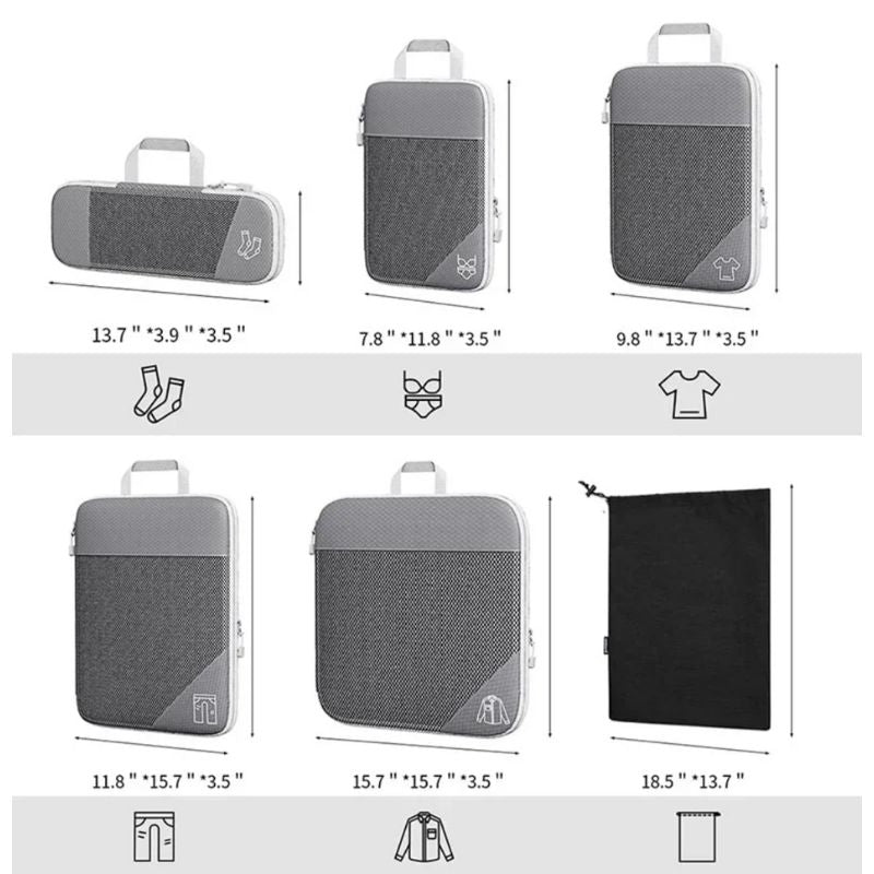 Organisateur De Valise Compressible - Noir - Bleu - Rouge - Vert - Gris