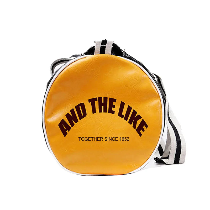Sac de Sport PU Homme Vintage gros plan logo - Rouge - Noir - Bleu - Noir et Blanc - Noir et Jaune - Vert