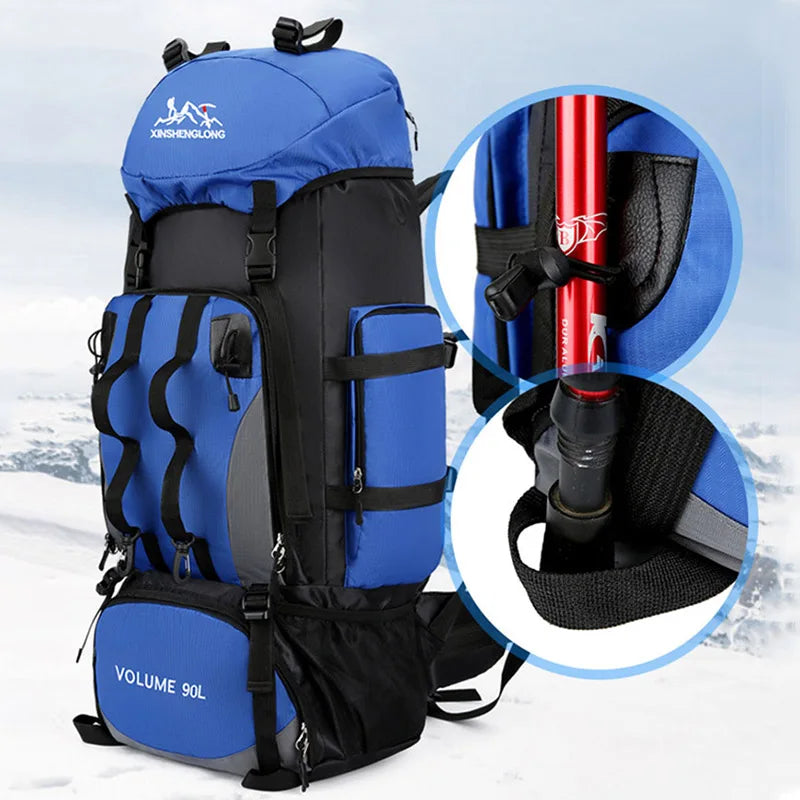 Sac à Dos Trekking gros plan compartiment - Bleu Clair - Rouge - Vert - Bleu Marine - Noir