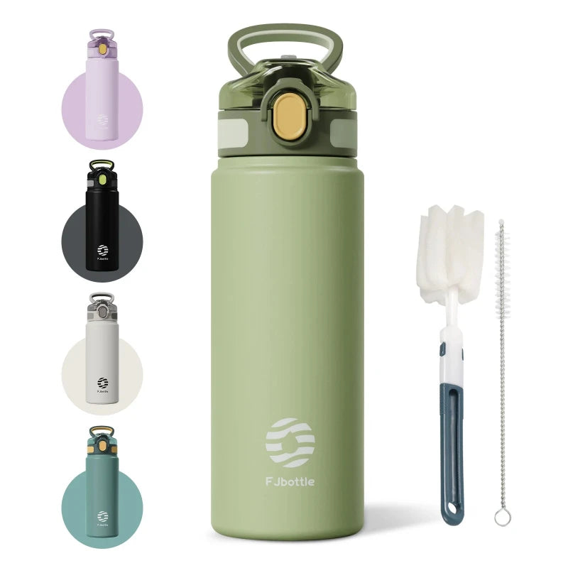 gourde isotherme avec paille intégrée - Vert
