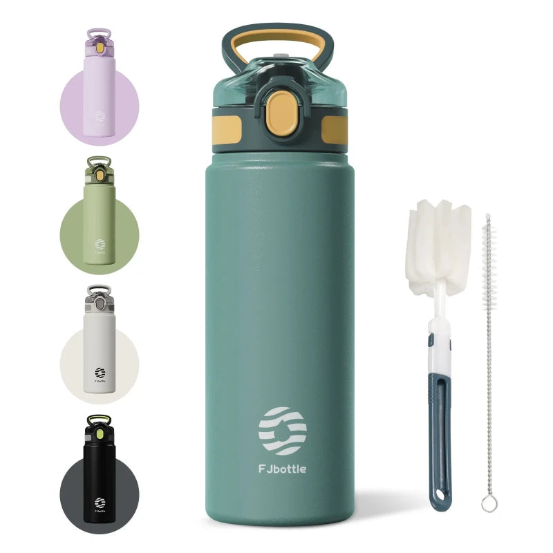 gourde isotherme avec paille intégrée - Bleu