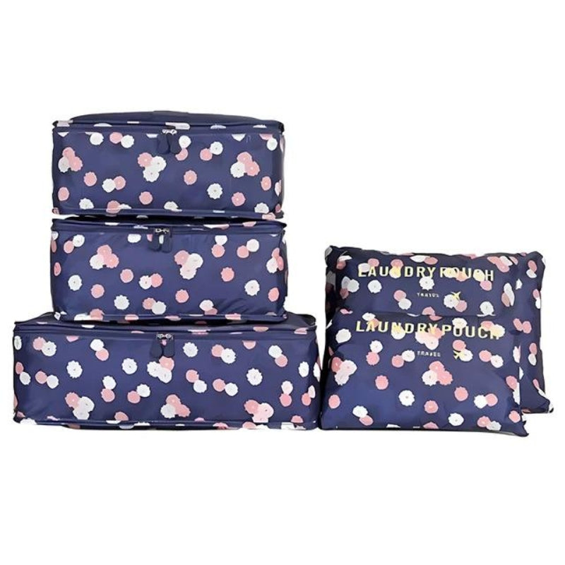 sac organisateur voyage - Bleu Marine Motifs à Fleurs