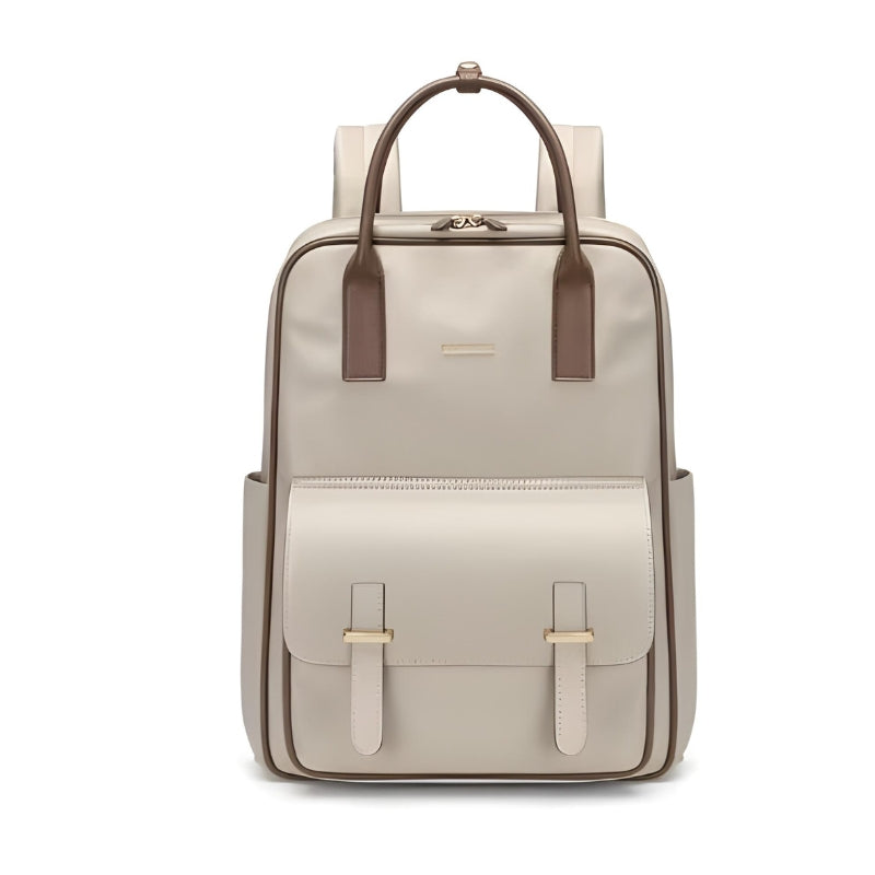 Sac à Dos Ordinateur Femme Chic gros plan fermeture zippée - Beige
