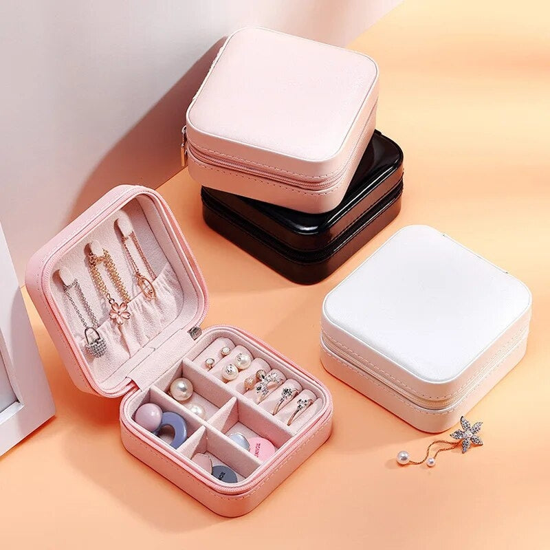 mini boite a bijoux de voyage - Fushia - Noir - Vert - Vert Foncé - Gris - Rose - Beige - Marron - Blanc - Bleu