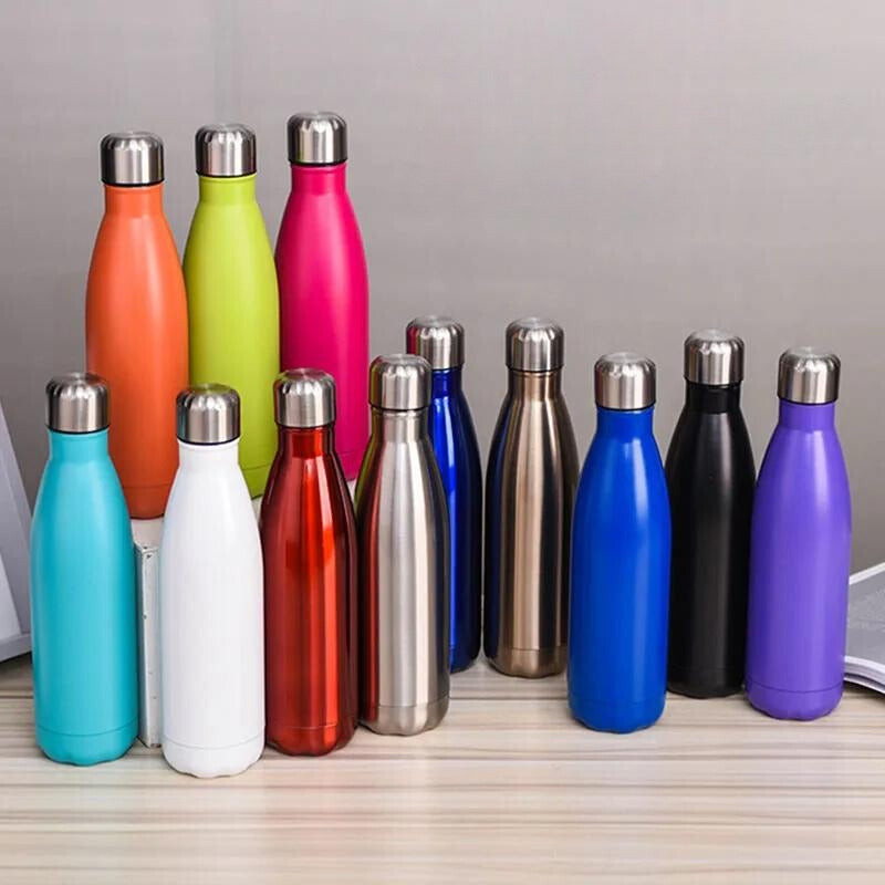 gourde isotherme 500ml enfant - Noir - Vert - Rose - Bleu - Bleu Clair - Bleu Ciel - Jaune - Violet - Orange - Blanc - Rouge - Gris - Or