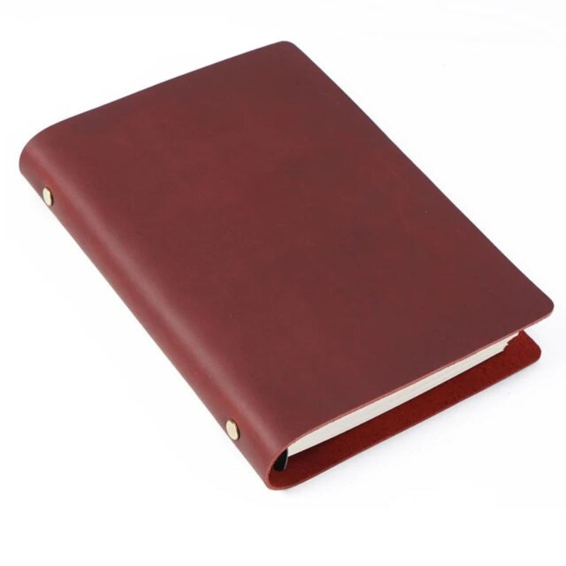 carnet couverture cuir - Marron / Rouge