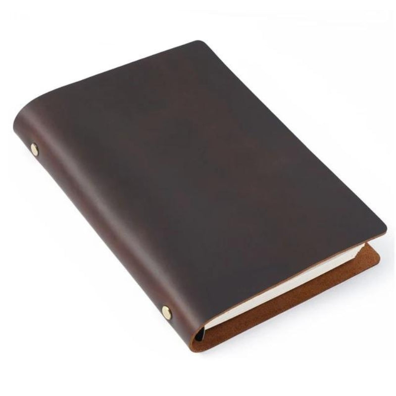 carnet de note en cuir - Marron Foncé - L