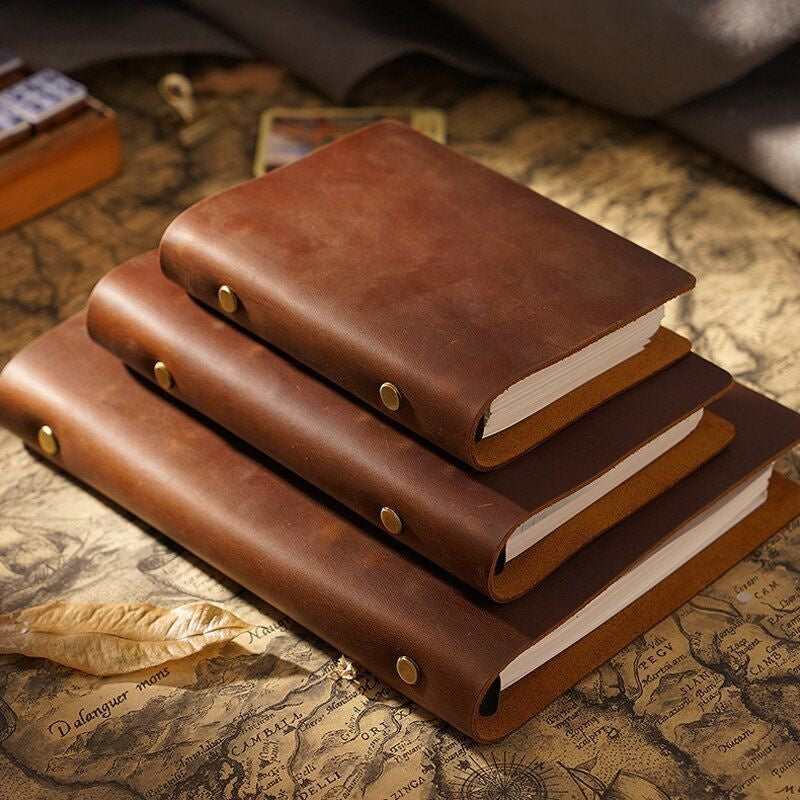 carnet de note cuir rechargeable - Marron - Marron Foncé - Noir - Vert - Violet - Rouge