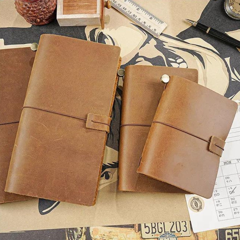 carnet vintage - Noir - Marron Foncé - Marron - Vert - Bleu - Rouge - Violet